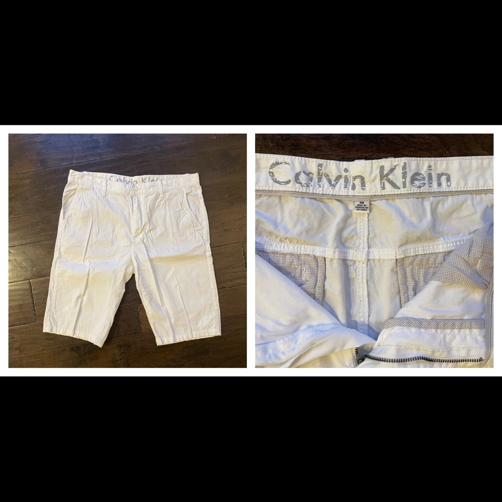 Mens White Calvin Klein dress shorts